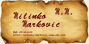 Milinko Marković vizit kartica